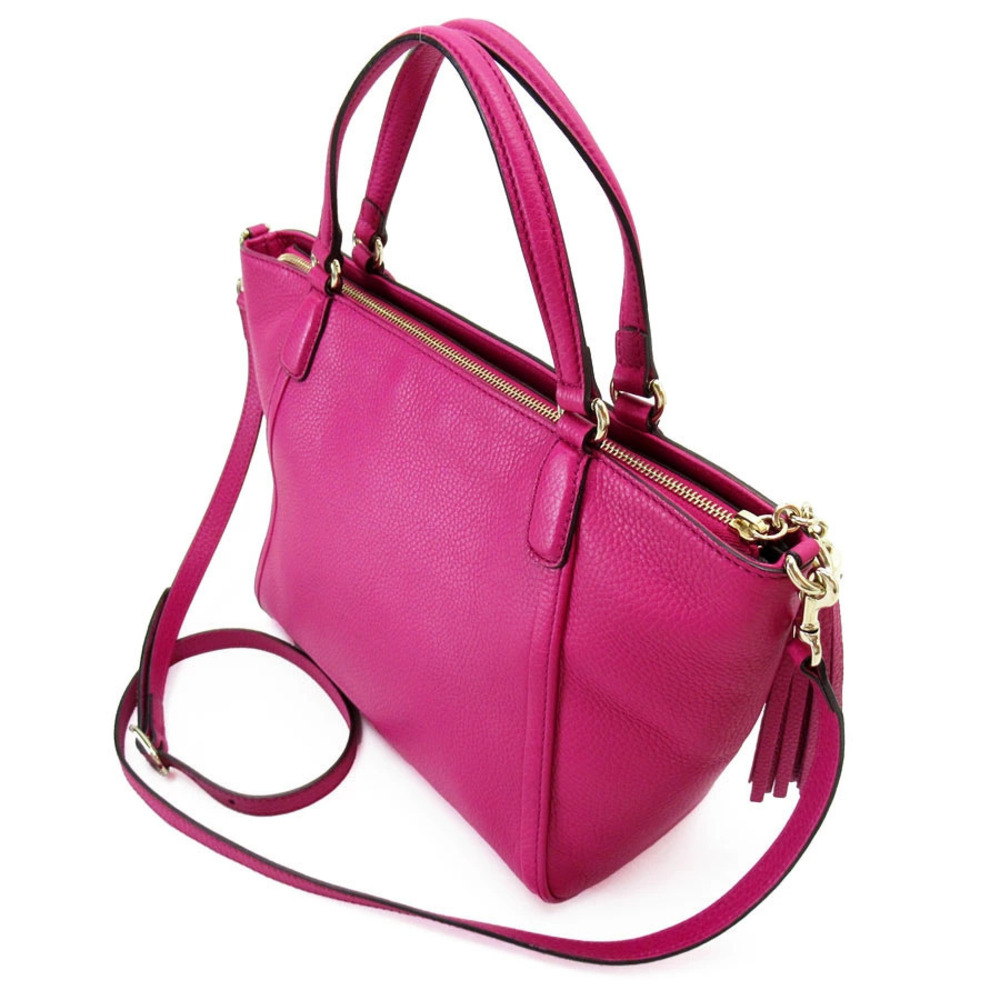 Gucci Soho Gold Bag Leather Interlocking 2way Magenta Shoulder Gold